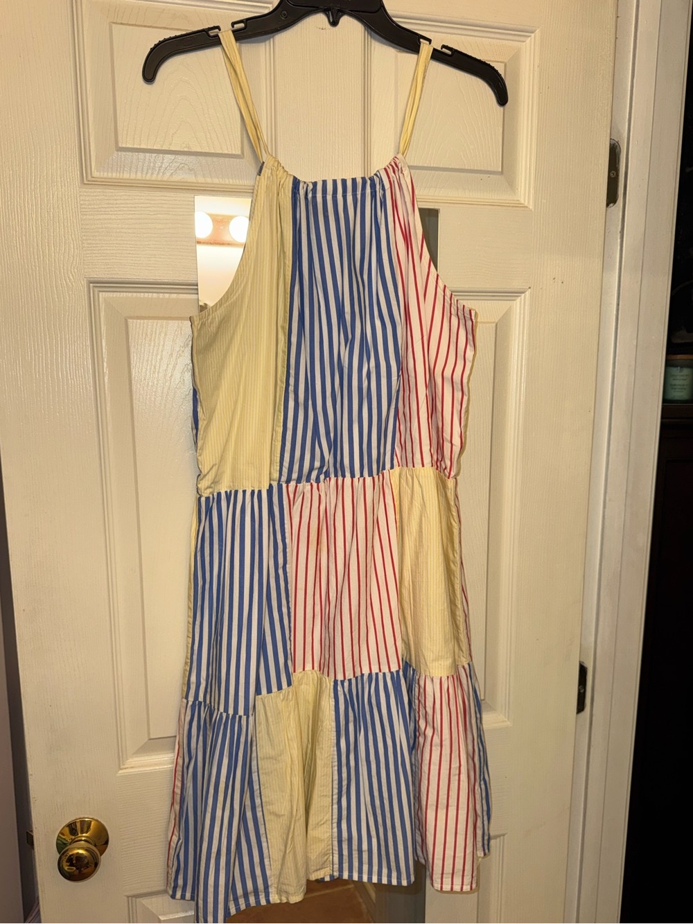 Vineyard Vines A-lined Striped Patchwork Sundress in Blue, Red & Yellow size XL